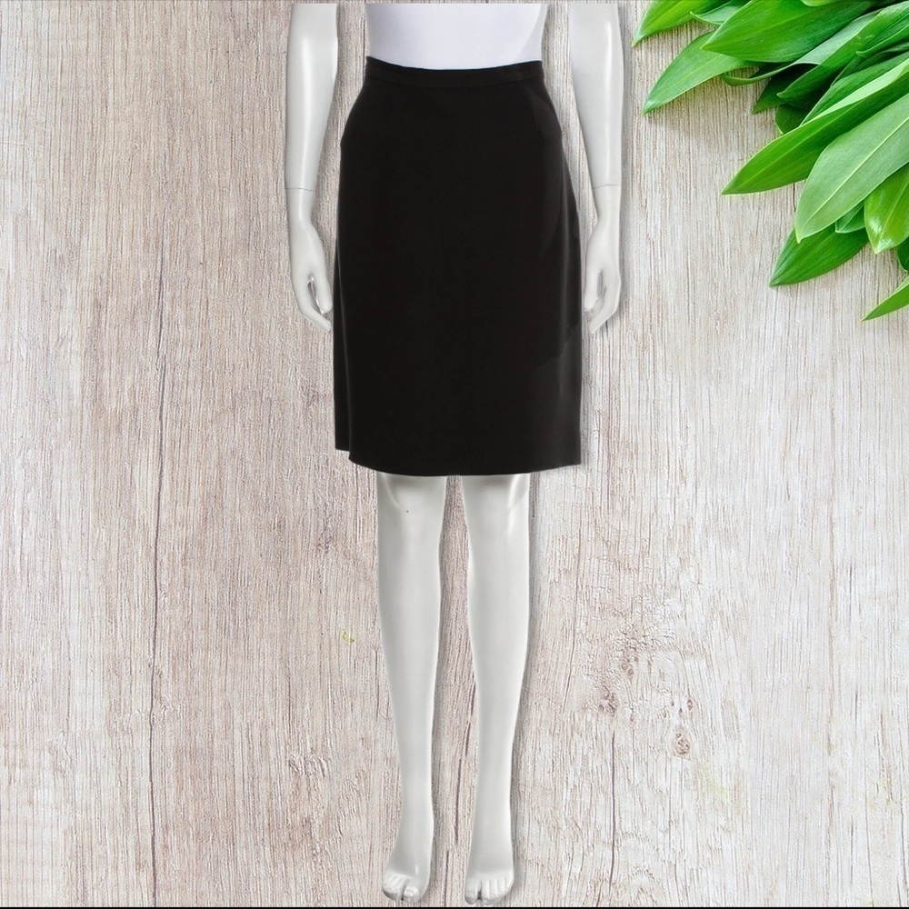 Vintage 90s Giorgio Armani Knee Length Career Skirt Black 48